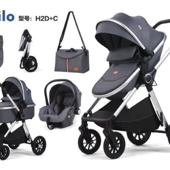 Kidilo H2D+C Baby Foldable Leather 5 in 1 Stroller (0-6YRS)