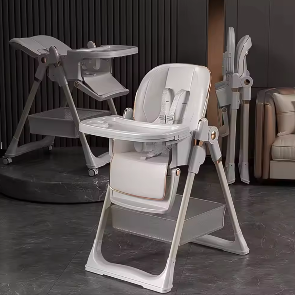 Kidilo 3-in-1 Portable Baby High Chair & Dining Set with Wheels - Image 9