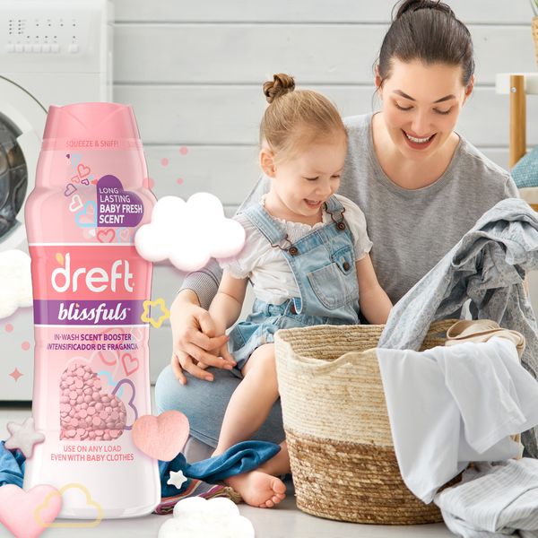Dreft Blissfuls In-Wash Laundry Scent Booster Beads, Baby Fresh Scent, 24 oz - Image 4