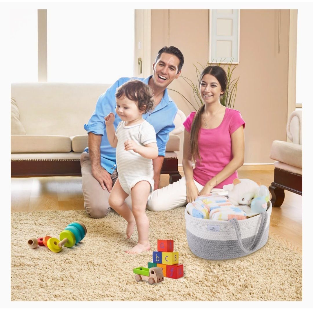 Baby Diaper Caddy Organizer, Large Stylish Cotton - Image 4