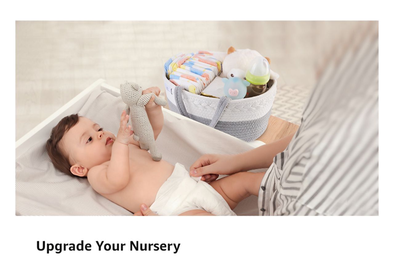 Baby Diaper Caddy Organizer, Large Stylish Cotton - Image 5