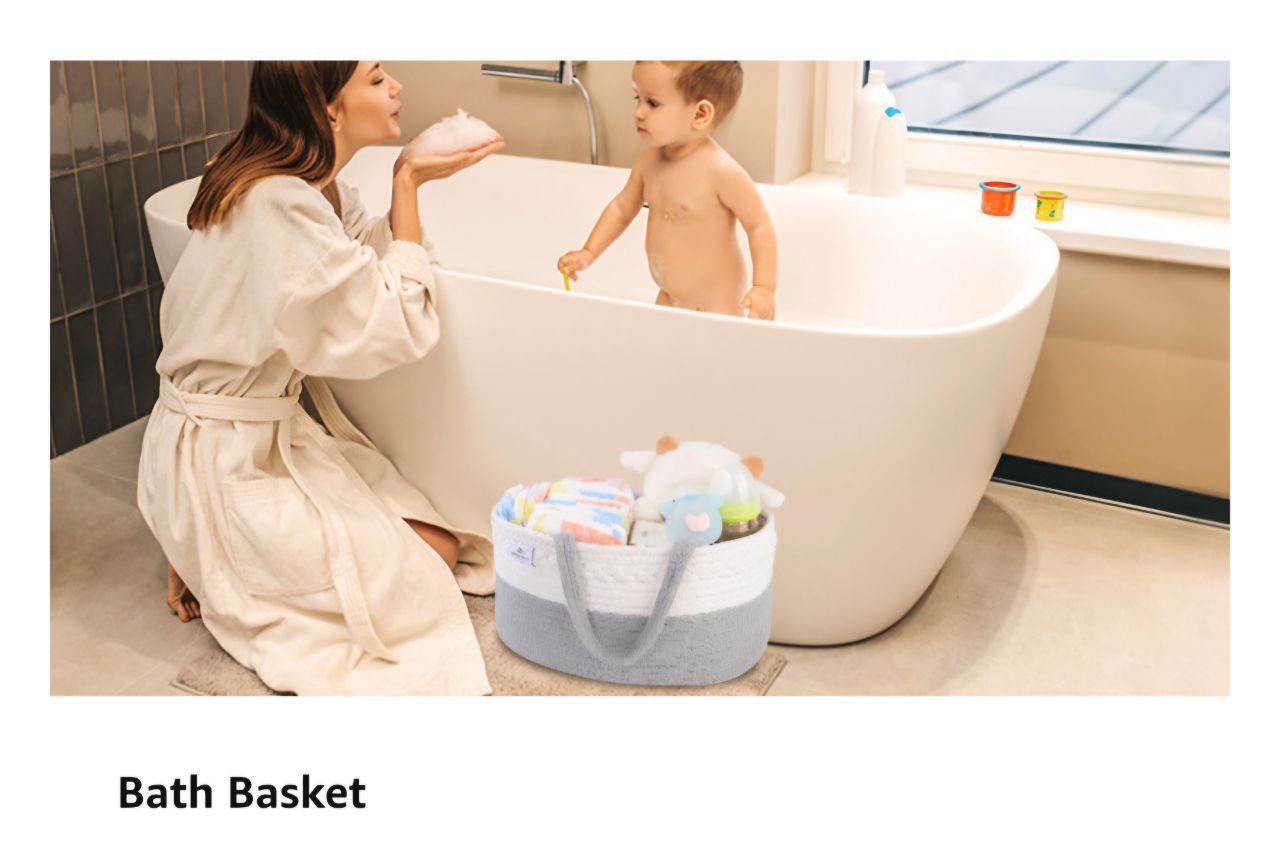 Baby Diaper Caddy Organizer, Large Stylish Cotton - Image 6