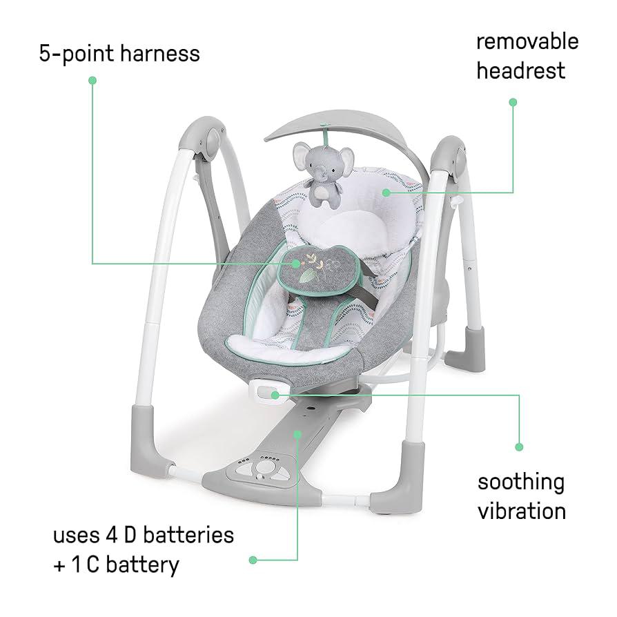 Ingenuity ConvertMe 2-in-1 Compact Portable Automatic Baby Swing & Infant Seat - Image 4